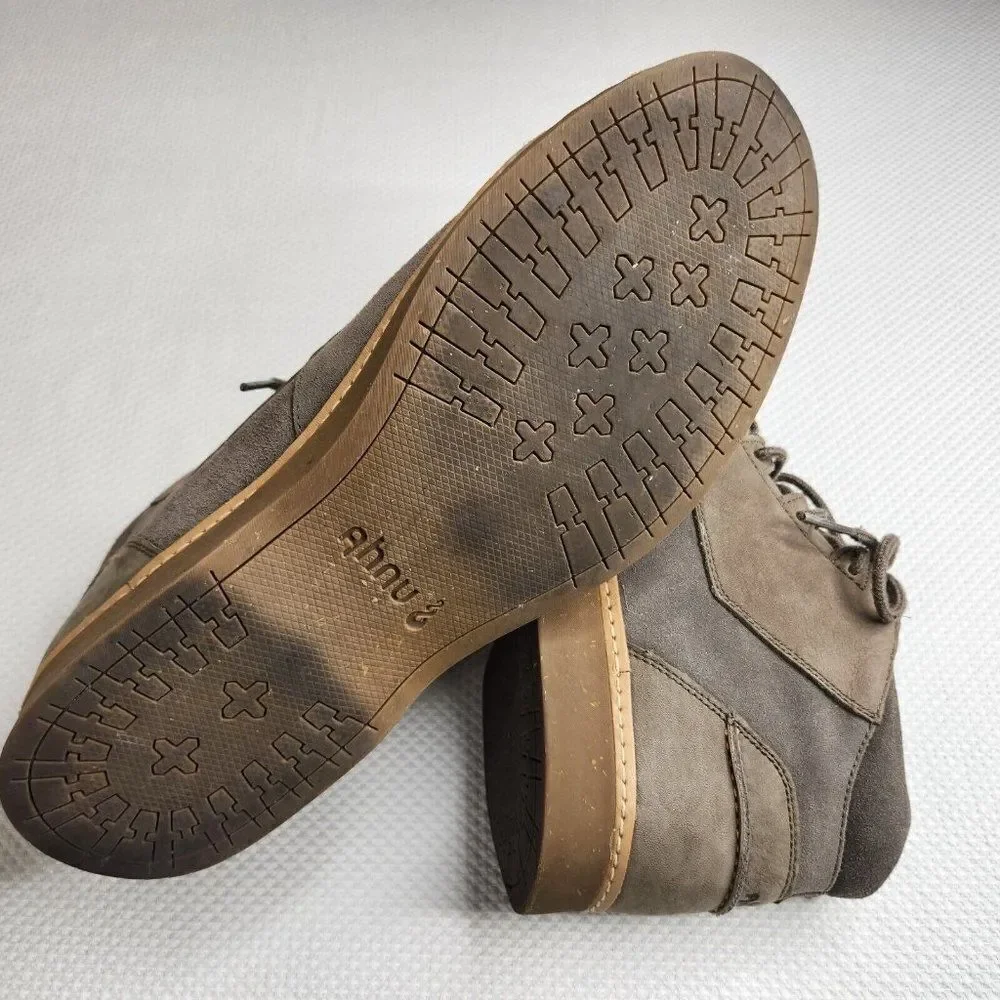 Ahnu Chukka Boots Broderick Mens 12 Lace Up Leather Brown Taupe Ankle Suede